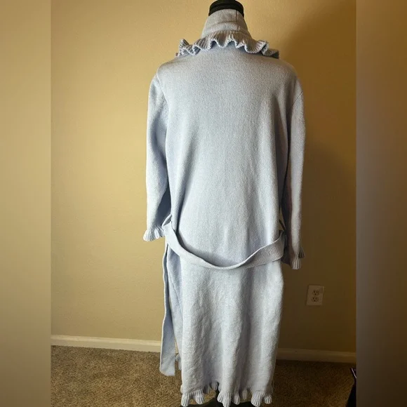 Ruffle Chenille Robe sky blue - Picture 3 of 6